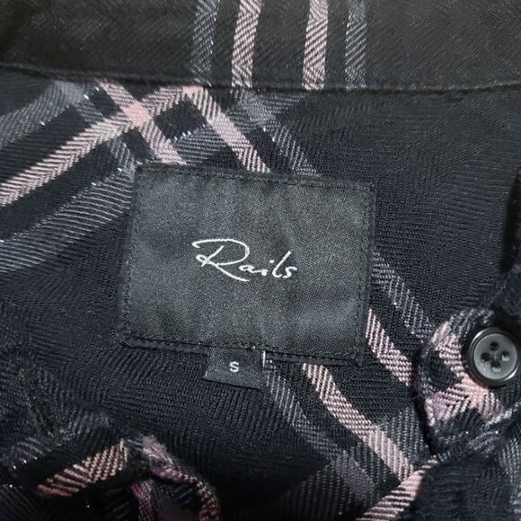 Rails Hunter Western Glam Metallic Line Plaid Shirt ~$158 - Picture 5 of 11